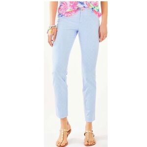 Lily Pulitzer Powder blue logo design straight leg crop slacks size 6